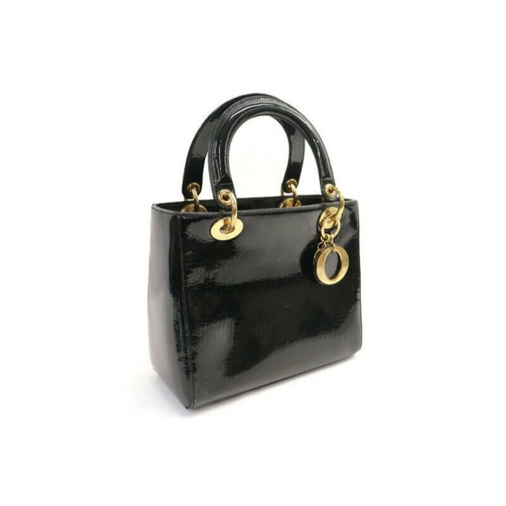 CHRISTIAN DIOR - Diorissimo Black Patent Leather LADY DIOR Tote